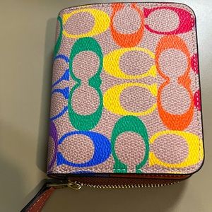 Coach Billfold Wallet in Rainbow Signature Canvas